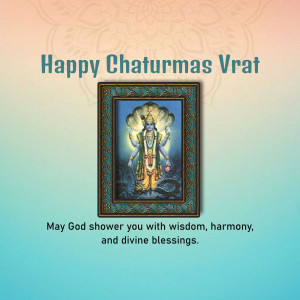 Image depicting Lord Vishnu with a 'Happy Chaturmas Vrat' message.