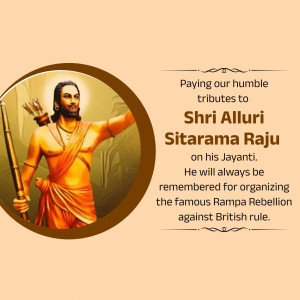 Portrait of Sitarama Raju with tribute text