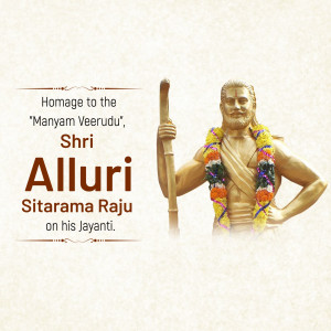 Statue of Alluri Sitarama Raju with floral garland