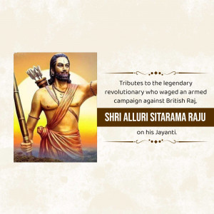 Portrait of Alluri Sitarama Raju with text commemorating his birth anniversary