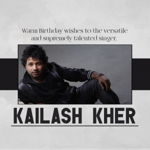 Portrait of Kailash Kher with birthday greetings