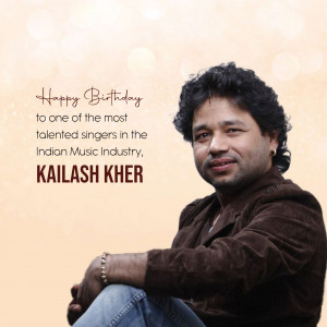 Portrait of Indian singer Kailash Kher with birthday wishes