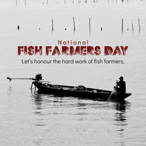 Image commemorating National Fish Farmers Day with a fisherman in a boat.