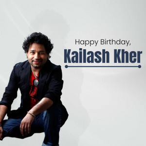 Portrait of Kailash Kher with birthday greeting