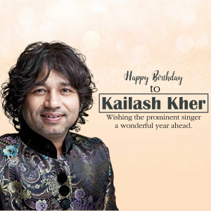 Portrait of Kailash Kher with birthday wishes