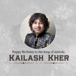 Portrait of Kailash Kher with birthday wishes