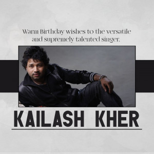 Portrait of Kailash Kher with birthday greetings