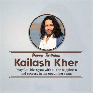 Portrait of Kailash Kher with birthday wishes