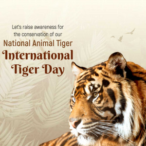 Image promoting International Tiger Day with a tiger portrait.