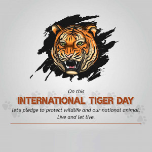 Illustration of a tiger head with the text 'International Tiger Day'
