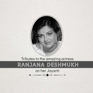 Black and white portrait of Ranjana Deshmukh with tribute text