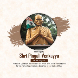 Statue of Shri Pingali Venkayya with the Indian Flag