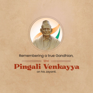 Portrait of Pingali Venkayya with the Indian Flag