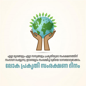 Hands holding a globe with green leaves, representing environmental protection.