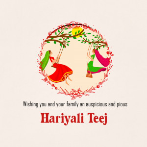 Illustration of women on swings celebrating Hariyali Teej