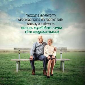 An elderly couple sitting on a park bench in a field.