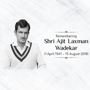 Black and white portrait of Shri Ajit Laxman Wadekar, a former Indian cricketer.