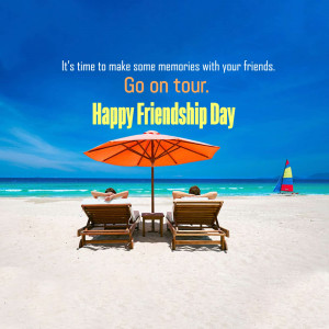 Two friends relaxing on beach chairs under an umbrella with a beautiful ocean view.