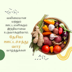 Top-down view of a woven basket filled with colorful Indian vegetables and spices.