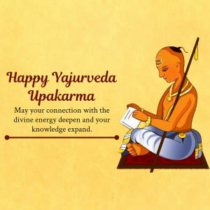 Illustration of a traditional scholar celebrating Yajurveda Upakarma