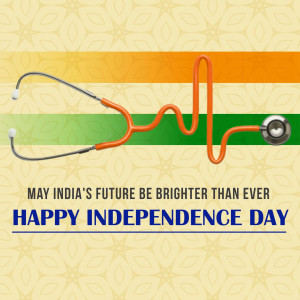 Stethoscope with Indian flag colors and Independence Day greeting