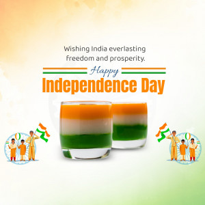 Independence Day greeting with Indian flag colors in glasses