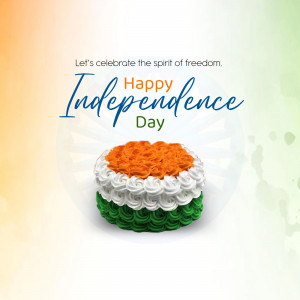 A cake decorated with the colors of the Indian flag with the text 'Happy Independence Day'