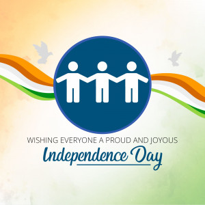 Illustration of people holding hands with the Indian flag in the background
