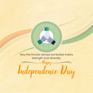 Hands holding a wreath with the Indian flag colors and text 'Happy Independence Day'