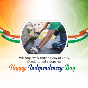 Image depicting a construction worker with an Independence Day theme.