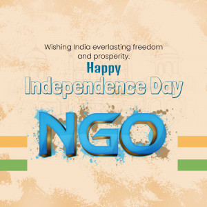 Happy Independence Day graphic with NGO logo and Indian flag colors