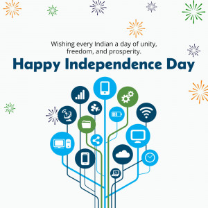 Happy Independence Day graphic with digital India theme
