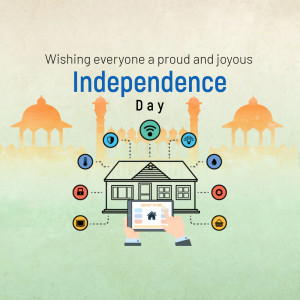 Independence Day greeting with smart home technology illustration