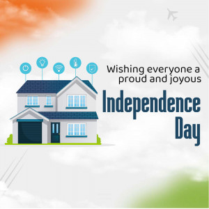Illustration of a house with Independence Day message