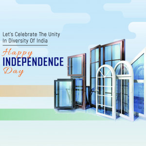 Independence Day greeting with windows representing unity in diversity