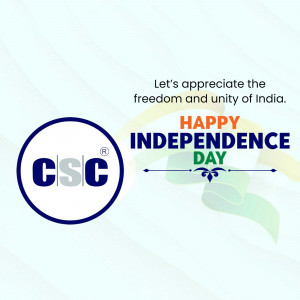 Independence Day greeting from CSC India with logo and patriotic message.
