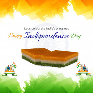 Independence Day of India celebration with sweets and national flag colors