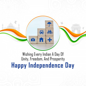 Independence Day greeting with wooden blocks and Indian flag colors