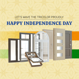 Independence Day promotion featuring windows and doors with the Indian flag colors.