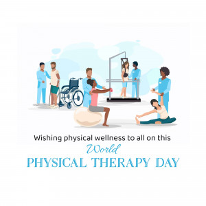 Illustration depicting physical therapy sessions with diverse patients and therapists.