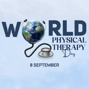 Image depicting the Earth with a stethoscope, celebrating World Physical Therapy Day.