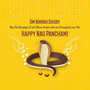 Nag Panchami greeting with a snake and Lord Shiva's mantra