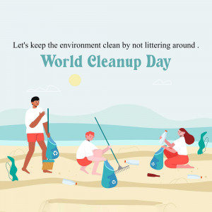 People cleaning up a beach for World Cleanup Day