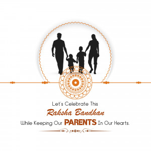 Silhouette of a family with Raksha Bandhan greeting