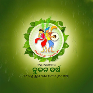 Nuakhai Festival graphic with traditional figures and text