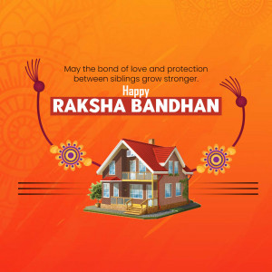 Raksha Bandhan greeting with a house illustration