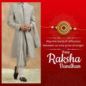 Man in traditional Indian attire with Raksha Bandhan greeting