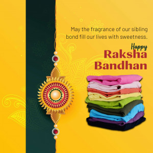 Raksha Bandhan greeting with Rakhi and sweets