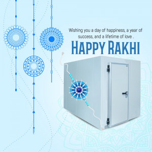 Rakhi festival greeting with a refrigerator in the background