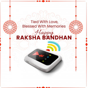 Raksha Bandhan greeting with a smartphone and festive decorations.